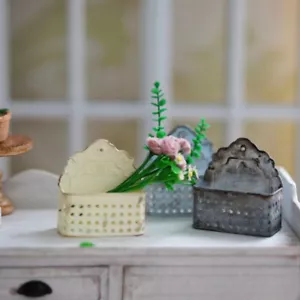 Maßstab 1:12 Puppenhaus Miniatur Ungefärbter Blumentopf Hohl Korb Weiß 3D Modell - Bild 1 von 5
