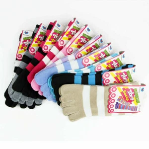 6 Pairs Women Five Finger Toe Socks Striped Cotton Warm Soft Socks Casual Gift - Picture 1 of 8