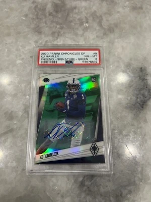 2020 Chronicles Phoenix KJ Hamler Green Prizm Rookie Auto 2/5 PSA 8 Broncos - Image 1 of 2