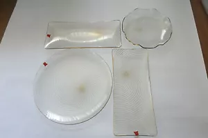 Set of 4 Mid Century Modern FILIGRANGLAS Art Glass Clear Gold Made in Denmark - Picture 1 of 7