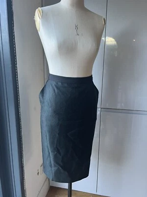 JAEGER SIZE 14 SKIRT GREEN BLACK 50% SILK 50% COTTON PENCIL KNEE LENGTH FITTED - Image 1 of 4