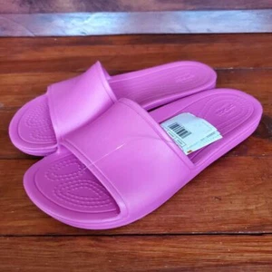 Crocs Kadee Slides Women 9 Hot Pink Foam Cushion Comfort Shoes New - Picture 1 of 7