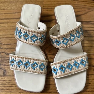 Cole Haan 8 B womens sandals Slip On Tan Turquoise LOOK - Picture 1 of 17