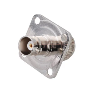BNC Jack Female to N Jack Female 4 Hole Flange Mount Coaxial Connector Adapter - Picture 1 of 3