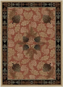 Brown Baton Rouge Brick Rustic Pinecone Area Rug 5'3"x7'3" Lodge FREE SHIPPING - Picture 1 of 1