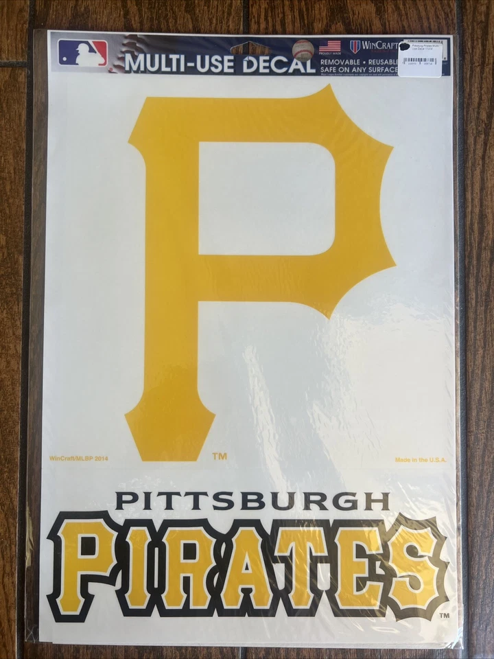 PITTSBURGH PIRATES 2 PIECE MULTI-USE DECALS 11"X17" SHEET PERFECT FOR WINDOWS - Image 1 of 1