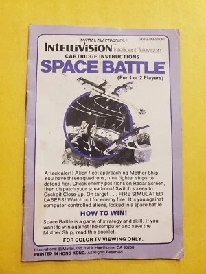 Space Battle Intellivision Original Manual Only - Image 1 of 2