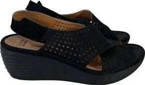 Clarks Collection Sandali donna neri con zeppa punta aperta Reedly Variel - 9,5 - Foto 1 di 8