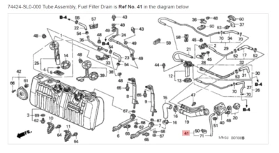Conjunto de tubo NSX HONDA ACURA GENUINO OEM, drenaje de llenado de combustible ☆ 74424-SL0-000 ☆ Foto 1 de 2