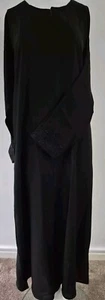 Damen Regular Premium Nida Cuff Embroidered Abaya Dress Dubai Black A1 - Size 56 - Bild 1 von 4