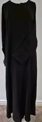Damen Regular Premium Nida Cuff Embroidered Abaya Dress Dubai Black A1 - Size 56