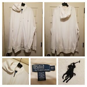 Polo Ralph Lauren Hoodie Mens 3XLT 3XL Tall Cream Full Zip Embroidered Pony