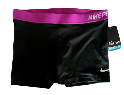 NEW! NIKE PRO [XL] Women's 3.0" COMPRESSION Run Shorts-Black/Purple 849989-018 - Image 1 of 3
