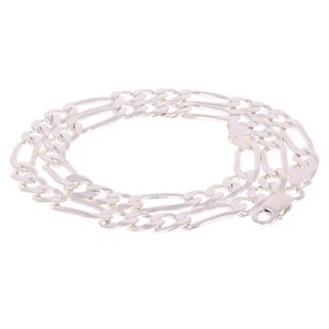 925 Sterling Silver Solid Figaro Link Chain Necklace 7mm 30" 50grams - Picture 1 of 3