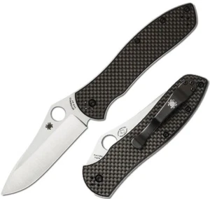 Spyderco Bradley Folding Knife 3.5" CPM-M4 Steel Blade Twill CF/G10 Laminate - Picture 1 of 3