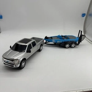 BIG COUNTRY FARM TOYS SILVER FORD SUPERDUTY WITH BLUE BASS BOAT AND TRAILER - Picture 1 of 13