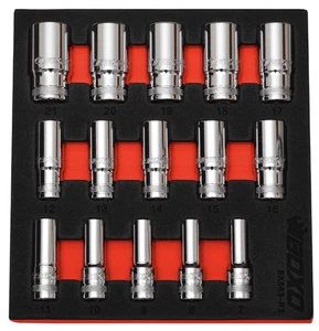 Semi-Deep 12pt Socket Set 3/8" Drive 15 Pce High Polished Chrome - BOXO BX852-R2 - Picture 1 of 1