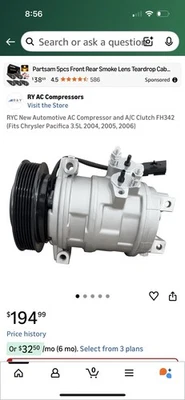 2004-06 CHRYSLER PACIFICA EQUIPADA 3.5L A/C COMPRESSOR AND CLUTCH (FH342) - Image 1 of 4
