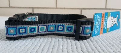 NEW RC PETS CLIP COLLAR Blue Inside Squares DOG COLLAR MEDIUM 12-20 INCH  - Image 1 of 3