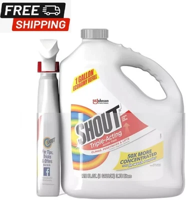 Shout Triple-Acting Laundry Stain Remover, 128 fl. oz. Refill + 22 fl. oz. Trigg - Image 1 of 4