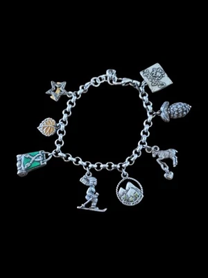 Brighton Colorado State Charm Plata Placa Pulsera Montaña Mochila Esquiador Foto 1 de 3