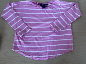 Girls Ralph Lauren Top Pink / White Stripes Age 5 - Picture 1 of 4
