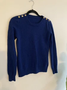 Pure Cashmere Women Jumper Sweater Size S Accent Shoulder Buttons French Navy - Picture 1 of 4