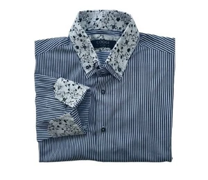 Coogi Luxe Black White Stripe Shirt Long Sleeve Flip Cuff XXL NEW NWOT - Picture 1 of 16