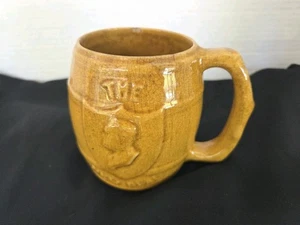 FDR The New Deal Vintage Mug Roosevelt Cup Mustard Colored Barrel FLAW READ - Picture 1 of 12