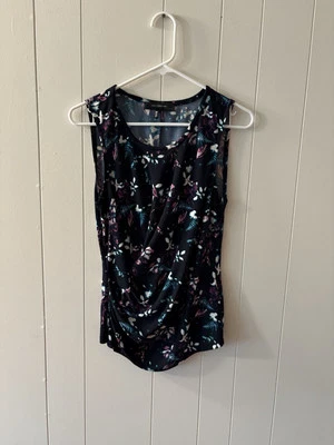 Camiseta sin mangas mediana para mujer Robert Rodriguez floral azul púrpura usada en excelente estado D3 Foto 1 de 4