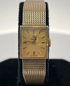 Vintage 14mm Omega 10k Gold Filled 17 Jewels Ladies Wristwatch Mesh Band 1970s - Picture 1 of 16