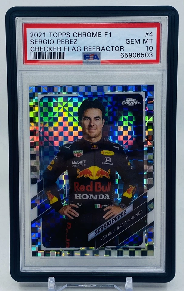 2021 Topps Chrome Formula 1 Sergio Perez #4 Checker Flag F1 PSA 10 - Image 1 of 3