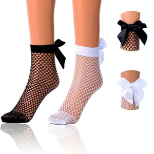 Fishnet Sheer Socks Bow Mesh Net Socks Elastic Hollow Short Socks for Women 2... - Picture 1 of 7