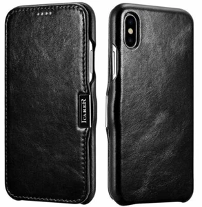 ICARER Genuine Leather Case Magnetic Closure Flip Case for iPhone X / XS / XR - Picture 1 of 7