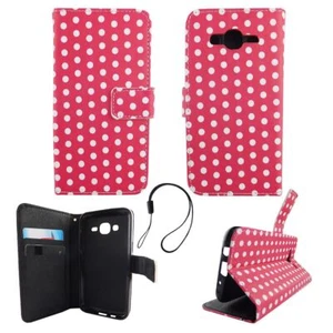 Etui ochronne na Samsung Galaxy J5 2015 Polka Dot Pink Pokrowiec Cover Book Style - Zdjęcie 1 z 2