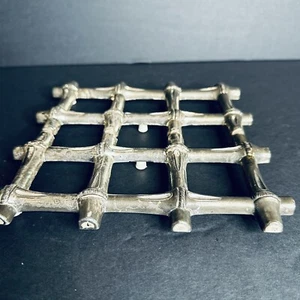 Vintage Silver-Plated Expandable Three Section Bamboo Trivet Artfield&Craftsmen - Picture 1 of 4
