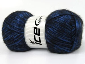 Glam Universe Ice 82257 Night Blue, Black 100gr 250yds Shiny Fuzzy Yarn - Picture 1 of 3