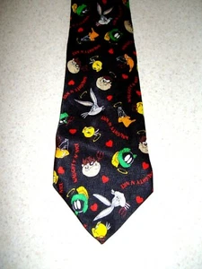 Vintage Valentines day Tie 1995 Marvin Martian Tweety Bugs Taz Naughty Nice 1999 - Picture 1 of 6