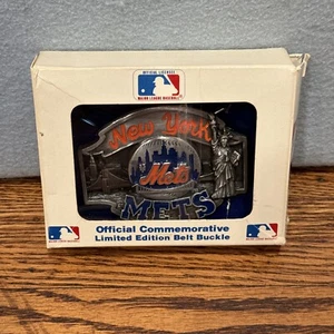 NY New York Mets fibbia cintura baseball peltro edizione limitata Made in USA Nuova con scatola - Foto 1 di 3
