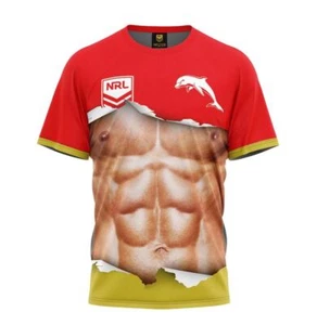 DOLPHINS NRL TEAM LOGO 'RIPPED' SIX PACK MUSCLES TEE SHIRT T-SHIRT - Picture 1 of 1