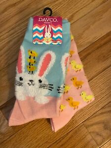 NEW Davco  Easter Bunny / Chicken Womens Acrylic Blend Sock 2 pairs M39