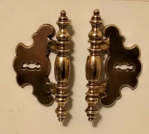2 Pc Vtg Brass Verticle French Country Door Handles 3" Boring CANADA CH 1855 - Picture 1 of 7