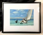 Hopper Painting Art Ground Swell Framed Matted Print Sailing Ocean Summer