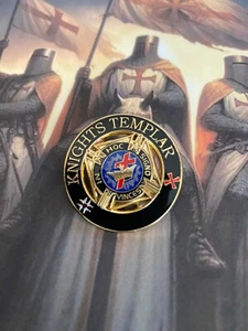 Insignia de alfiler de los Caballeros Templarios ""IN HOC SIGNO VINCES - Imagen 1 de 3