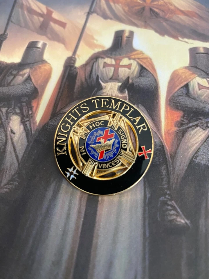 Insignia de alfiler de los Caballeros Templarios ""IN HOC SIGNO VINCES Foto 1 de 3