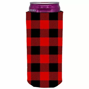 Buffalo Check Pattern Printed Slim Can Coolie; Compatible with Ultra, Flannel - Picture 1 of 3