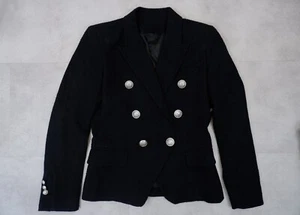 Balmain Girls Blazer Jacket Age 14 Yrs Linen Black Silver Buttons - Picture 1 of 13