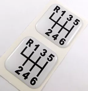 Shift Manual 6 speed Square Domed Decal car bike gel stickers 1.5" 2pc - Bild 1 von 2