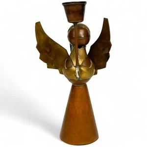 Hecho Mexico Angel Candle Holder Brass Copper 5.5" Tall - Picture 1 of 6