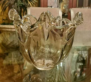 Tazón de ámbar artístico de vidrio Murano genuino hecho a mano ""Hecho en Italia"" Usado en excelente condición - Imagen 1 de 9